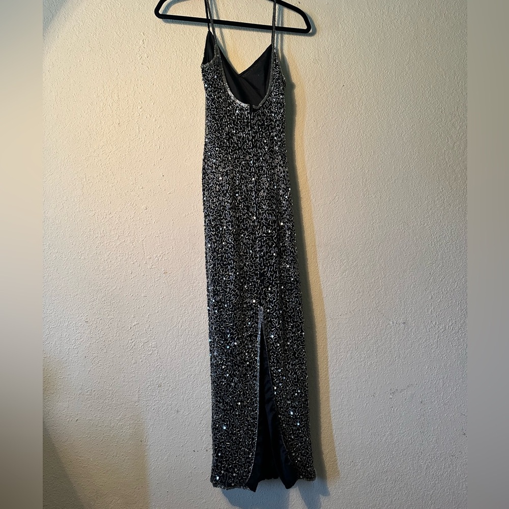 Rare vintage evening formal gown bead and sequin with slit elegant - Picture 5 of 8